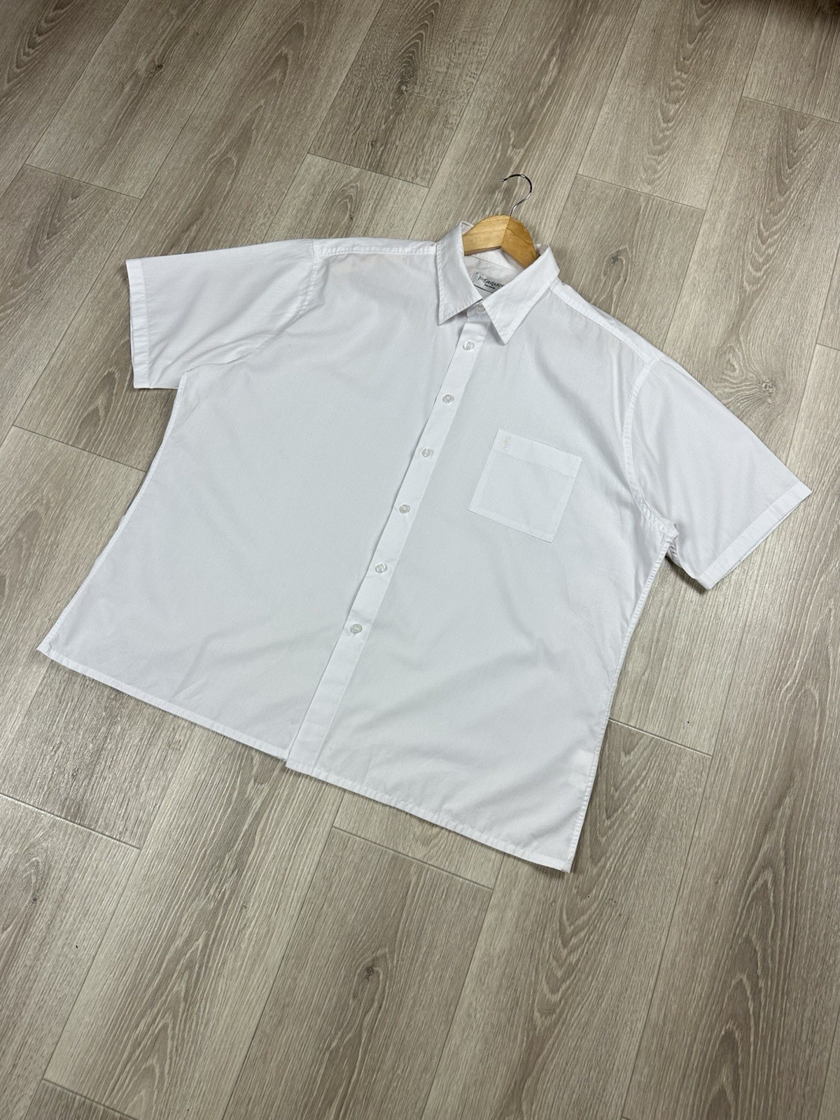 Camicia bianca Yves Saint Laurent YSL vintage manica corta con bottoni taglia XXL