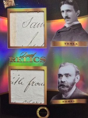 2025 PIECES OF THE PAST INVENTORS EDITION DUAL HAND WRITTEN RELIC TESLA - NOBEL