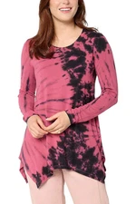 LOGO by Lori Goldstein Women's 230 Tie Dye Top Crushed Berry