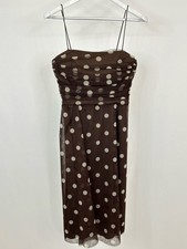 Eliza J Tulle Fit n Flare Polka Dot Retro Classic Size 14P Brown Women Dress