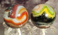 .76"-.75" GOLD LUTZ-AVENTURINE-FRIT D.A.S. MARBLES ALLEY SILVERBACK LOT X2 NM