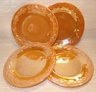 Anchor Hocking 4 PLATES Vintage Fire King Peach Lusterware  7.5" Laurel Leaf