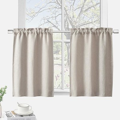 Kitchen Curtains 36 Inch Length Kitchen Curtains 25''W x 36''L (Pack of 2) Beige
