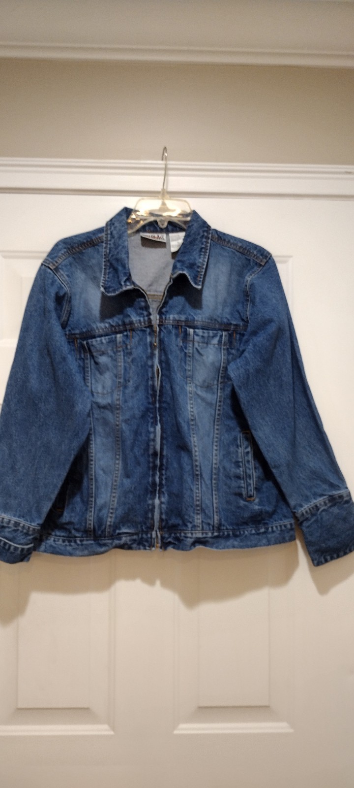Bill Blass, Vtg 90s BILL BLASS Heavy Denim BLUE JEAN JACKET Western Full Zip Coat Women XL