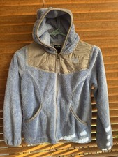 North Face Fleece Jacket Youth Girls Size Medium 10-12 Fuzzy Gray Blue Full Zip