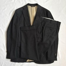 Paul Stuart Mens Gray Double Breasted Business Suit Striped 2 Piece Size M
