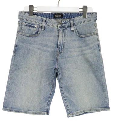 Superdry Tyler Slim 03 Short Homme W31 Décoloré Effet Zip Fly Stretch Bleu Jean - Photo 1/4