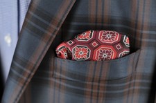 Lord R Colton Masterworks Pocket Square - Black  Red Geometric Silk - 75 New