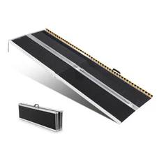Folding Wheelchair Ramp  7 ft 800 lbs Portable Aluminum Threshold Ramp
