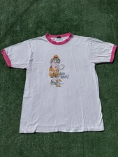 Vintage 70s Tennis Anyone? White & Pink Ringer Tee VTG Medium
