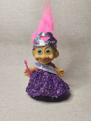 Vintage 1998 Trollkins Miss Trollkin Troll Doll With Wand And Sash