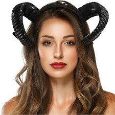 Devil Horns Cosplay Headband Black Retro Antelope Horns for Halloween Party