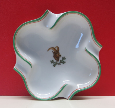 Augarten Porzellan Aschenbecher, Schale, Wildkopf im Tannenbruch,H-2cm, 14x14cm