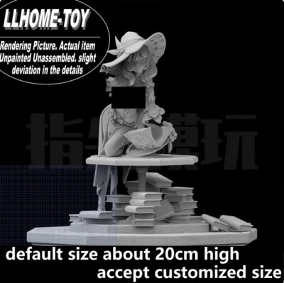 Game GS Lisa Witch Leaning on Table Books Resin 3D Print GK Figure DIY Model