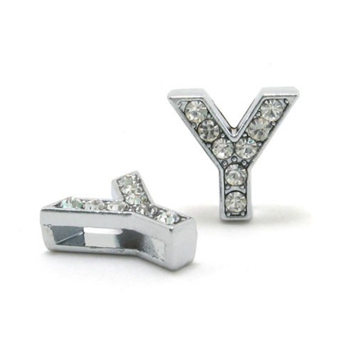 10 Rhinestone Alphabet Letters Slide Beads Charm Fit 8mm Wristbands DIY Name - Bild 34 von 35