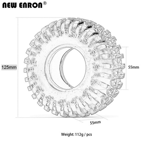 RC 1/10 Crawler 2.2" Rubber Tyre Tire Foam 125MM For Axial TRX4 SCX10 90046 47 - Picture 2 of 7