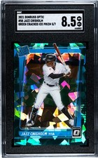 2021 Donruss Optic #58 Jazz Chisholm Jr. GREEN CRACKED ICE PRIZM /7 SGC 8.5 RC