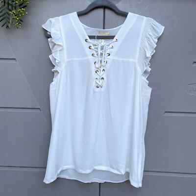 The Korner Anthropologie Lace-up Butterfly Sleeve Blouse Sz Medium