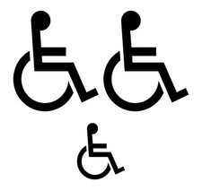 Adesivi DISABILI INVALIDI x3 per Auto wc toilette toilet Camper Parabrezza 0257