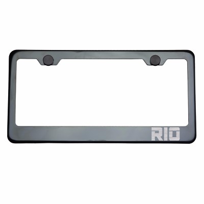 Titanium Gun Metal License Plate Frame RIO Laser Etched Metal Screw Cap