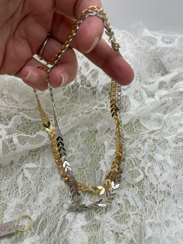 Gold Tone & Silver Tone Chevron Design Double Wrap Bracelets (2 Bracelets) - Picture 6 of 11