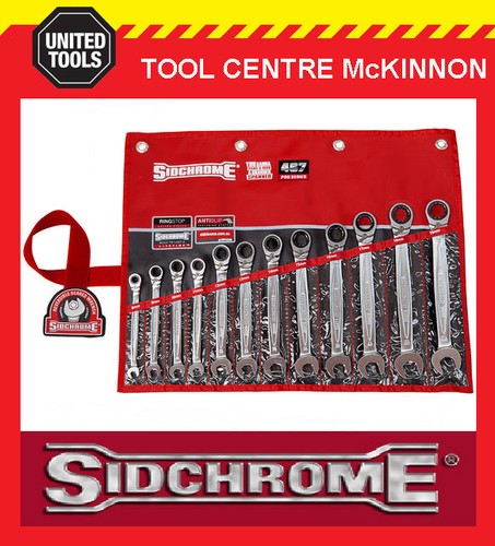 SIDCHROME SCMT22298 12pce PRO SERIES RATCHET RING OPEN END METRIC 