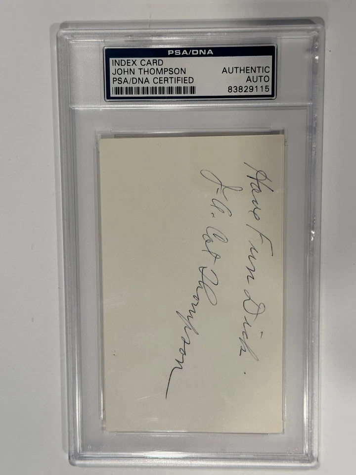 John Thompson signed 3x5 Index Card w/Inscr. PSA/DNA Slabbed - Image 2 of 4
