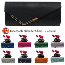 Women's Envelope Evening Clutch Bag Bridal Wedding Party Handbag Purse Gold Tone