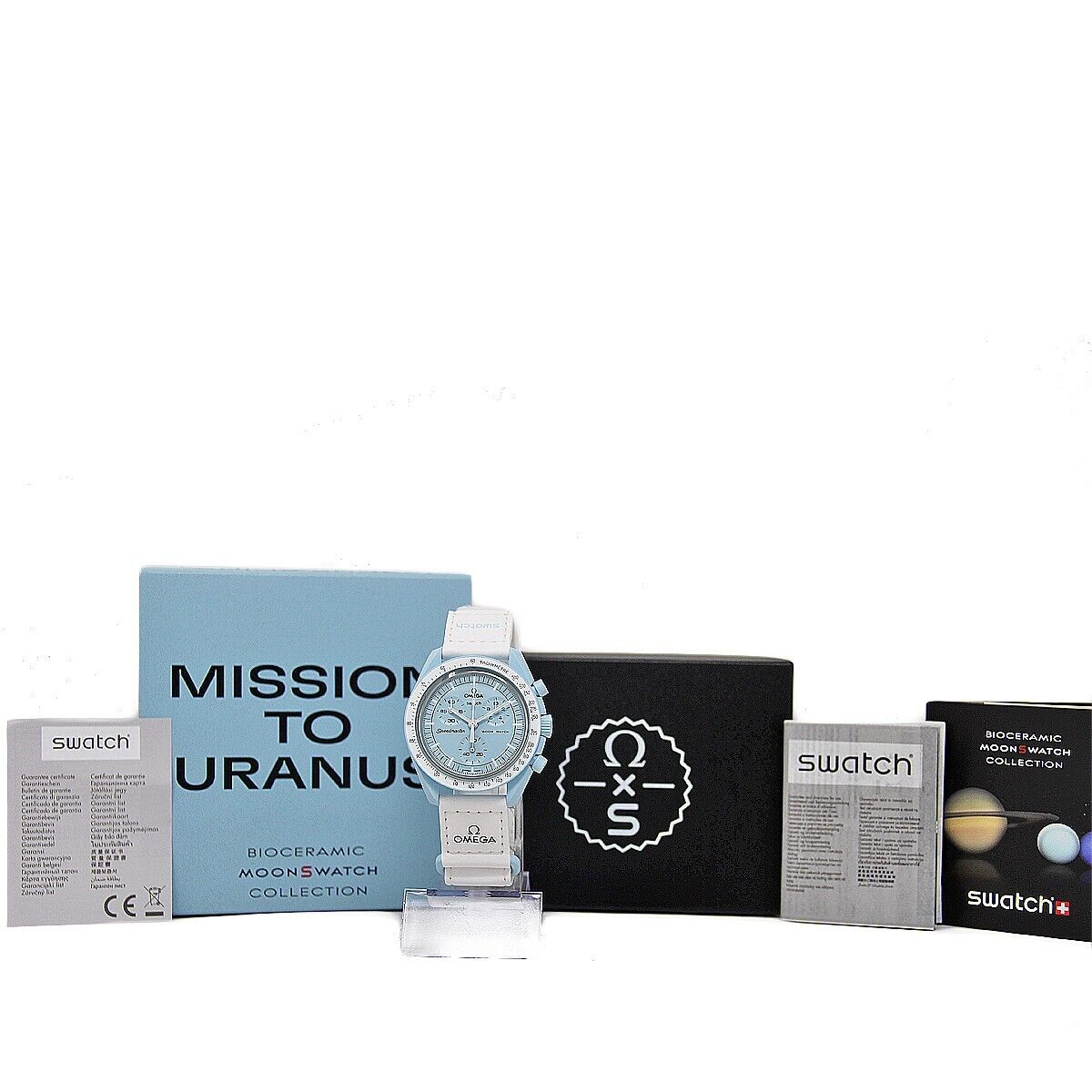 OMEGA Swatch Uranus Speedmaster BRAND NEW SO33L100 Baby Blue OMEGA Swatch Uranus Speedmaster BRAND NEW SO33L100 Baby Blue
