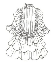 SEWING PATTERN fit 20-21" DOLL DRESS Antique Design Victorian German French 646