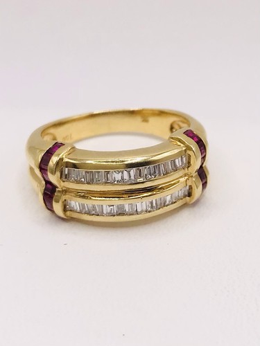 18k Yellow Gold Natural Diamond And Ruby Ring W/appraisal - Picture 7 of 9