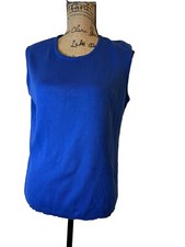 Las Olas Cotton Knit Vest Sleeveless Top Blue Casual Layering S