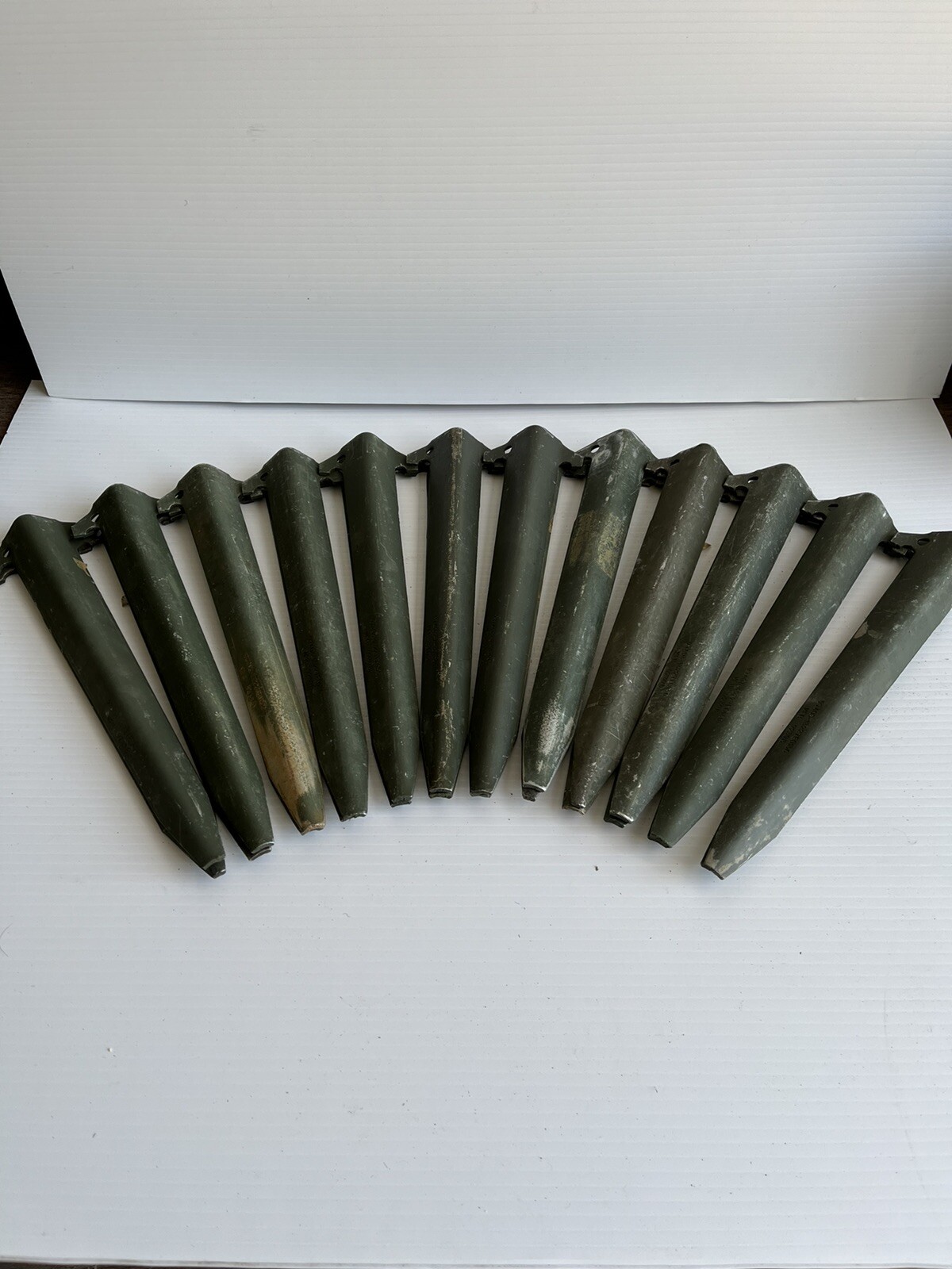 Lot of 12 Used Military Surplus Aluminum Tent Stakes with Free Nylon