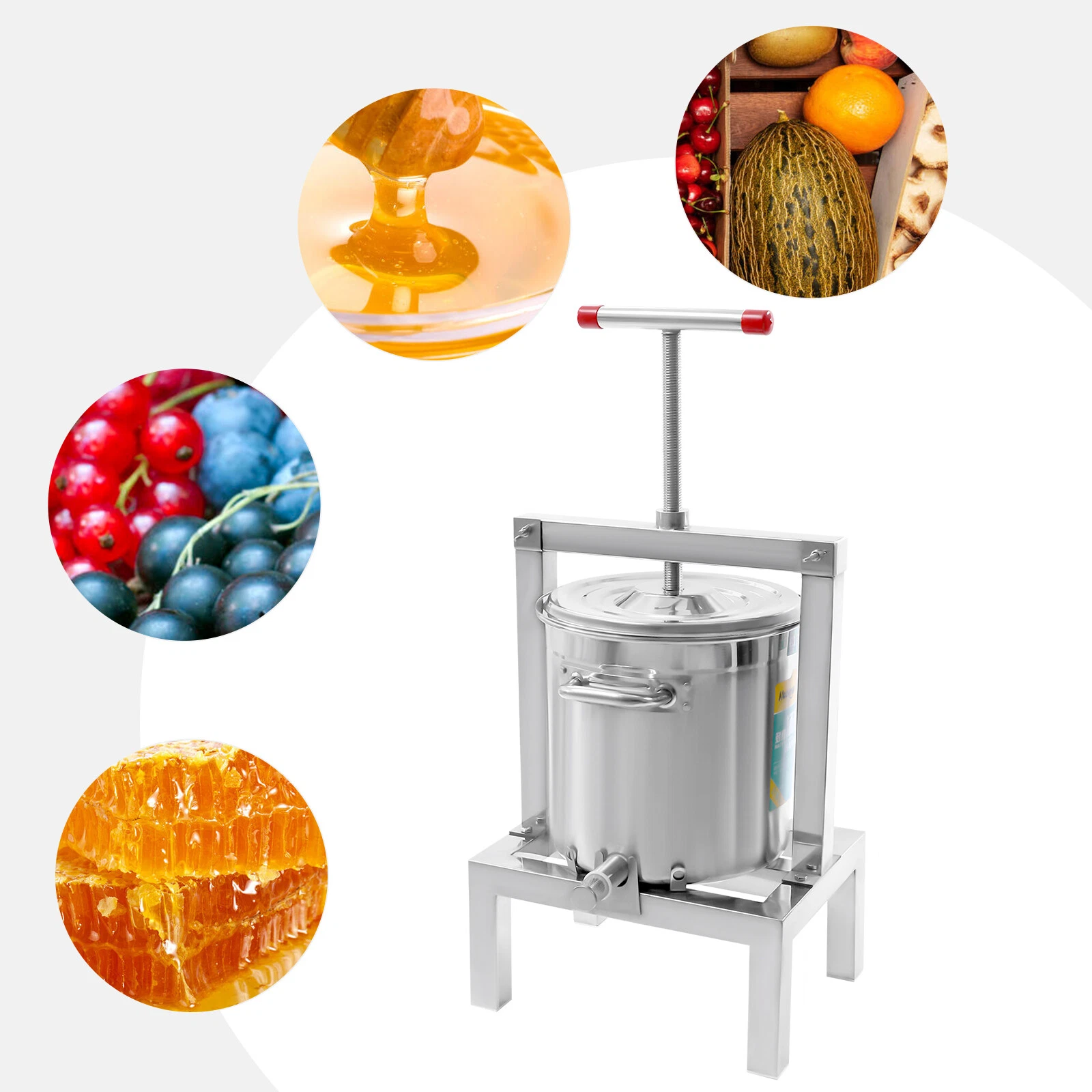 Manual Juice Presser For Wine Making Cheese Beewax Extractor Stainless Steel 10L