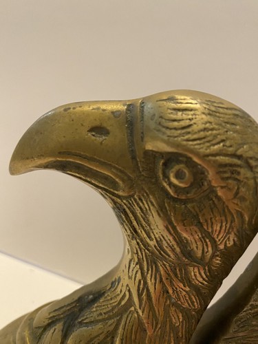 Vintage Solid Brass American Eagle Head Bookends Pair Set 6.5”Paper Weight Rare - Picture 9 of 12