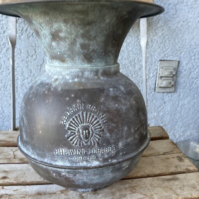 redskin brand chewing tobacco cut plug Antique Promotional Spittoon Industrial Artifacts Vintage Redskin Brand Spittoon Chewing