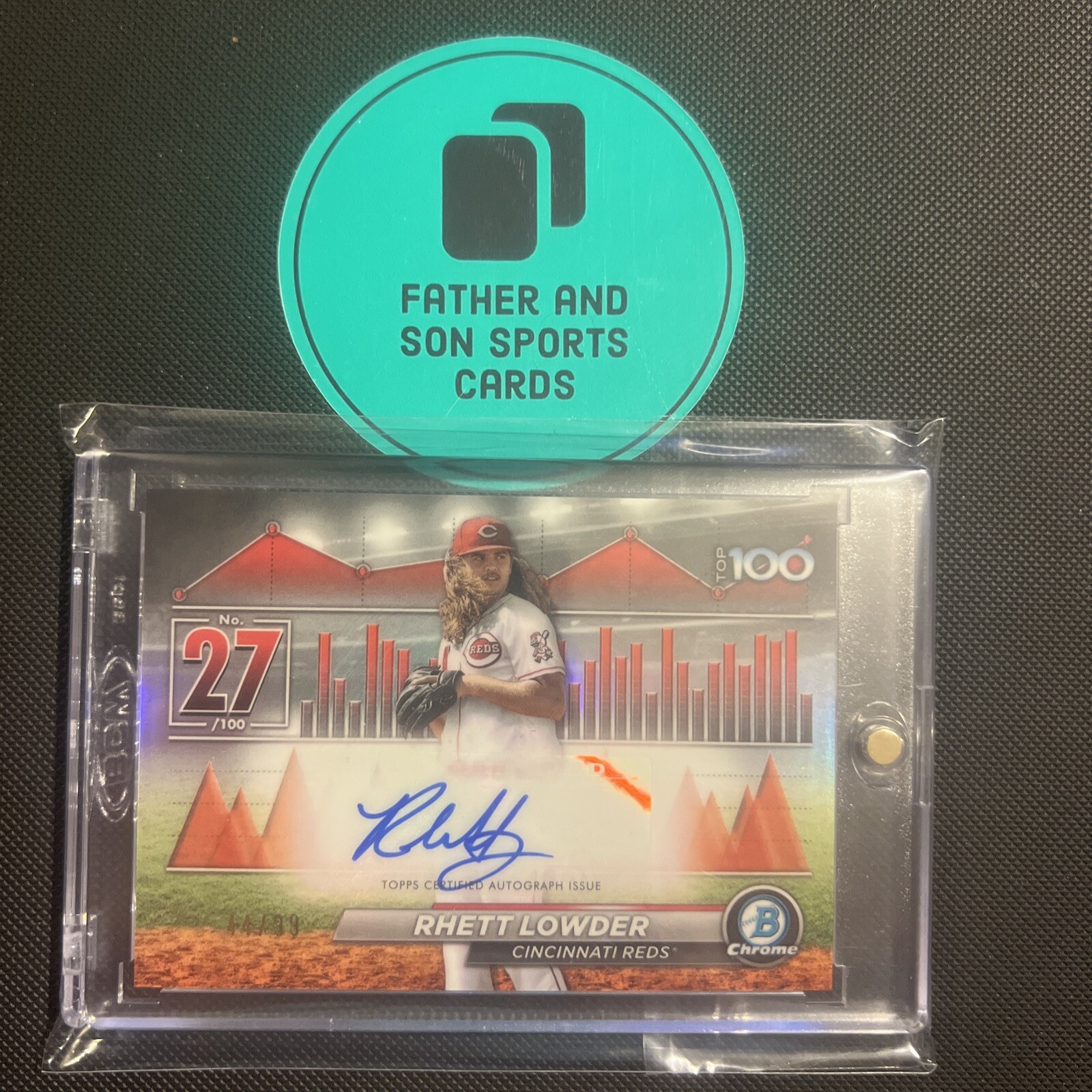 2024 Bowman Chrome Rhett Lowder Scouts Top 100 Auto 44/99 #BTP-27 Reds!