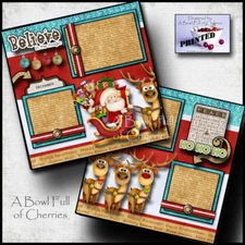 CHRISTMAS SANTA REINDEER premade scrapbook pages paper printed layout BY CHERRY
