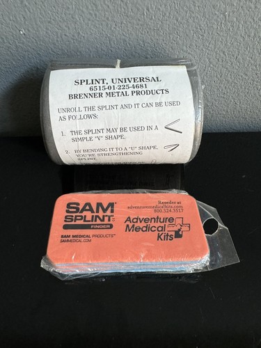 NEW US Army Universal Splint (36"x4.25") + SAM Finger Splint (3 Pack) - SEALED