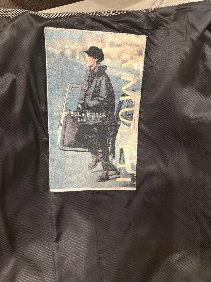 Mariella Burani Per Amuleti Vintage Black Checkered Blazer Jacket Sz 6 Italy  - Image 3 of 4