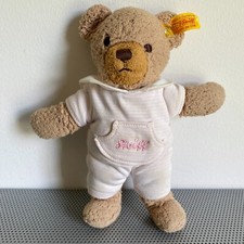 Steiff Plush Sleep Well Baby Bear Pink White Romper with Ear Button Tag 8
