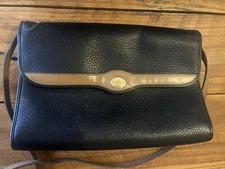 Vintage Christian Dior Leather Flap Shoulder Bag Crossbody Black & Brown France