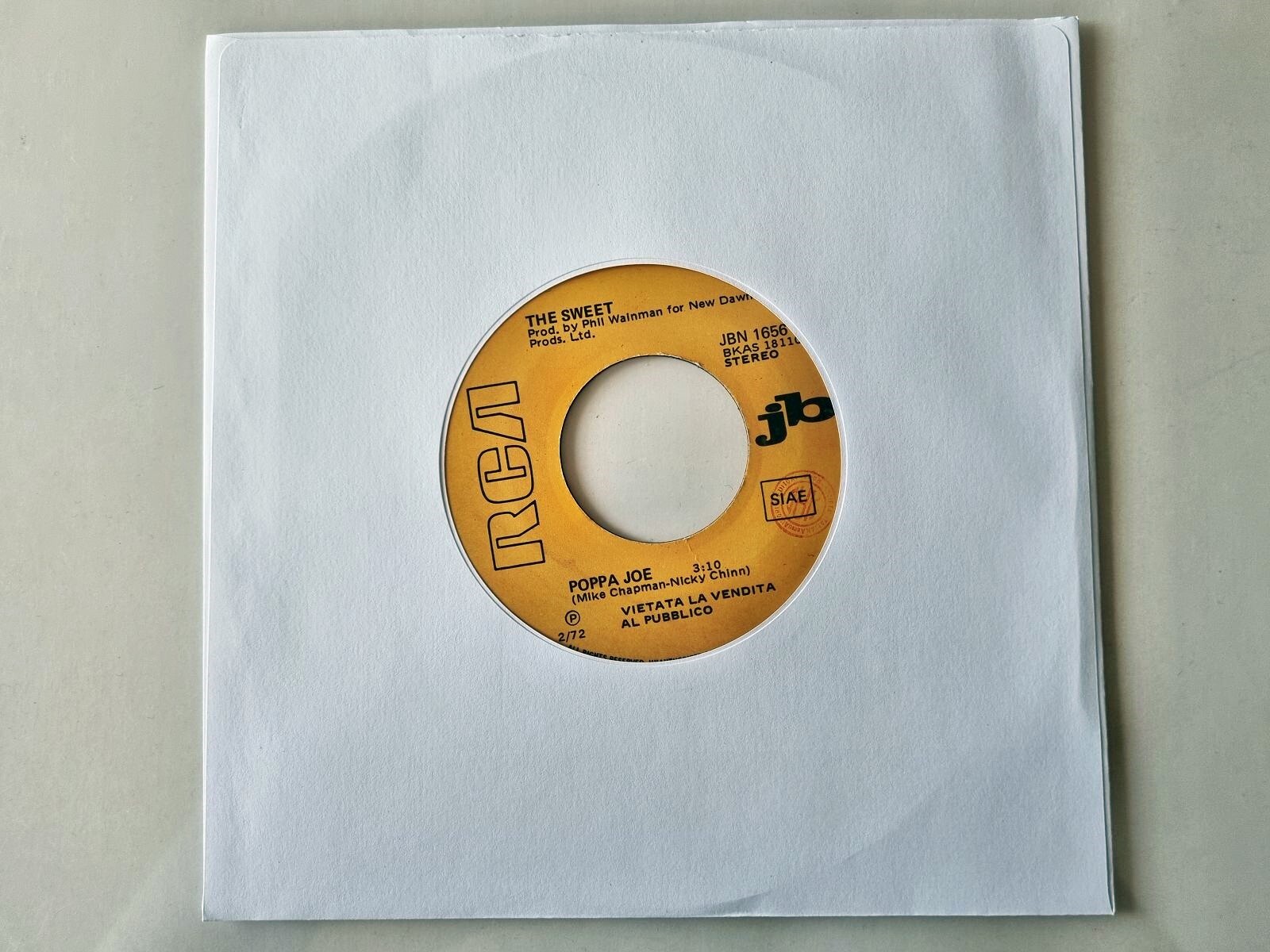 The Sweet/ Nilsson - Poppa Joe/ Without you 7'' Vinyl Italy JUKEBOX PROMO