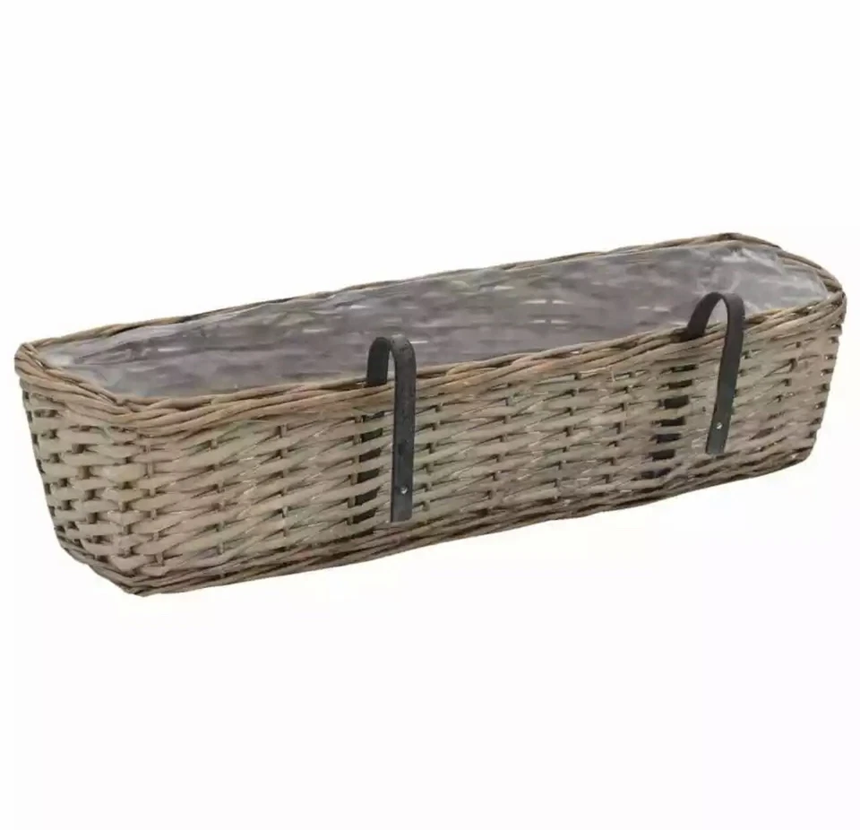 2pcs Balcony Planter Wicker with PE Lining 23.6" Rustic and Traditional Charm - Image 3 of 4