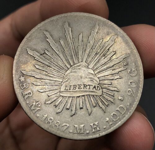 1887 Mexico 8 Reales Mo MH Mexico City Mint Mexican Silver Crown Coin