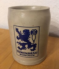 Alter Bierkrug L&ouml;wenBr&auml;u M&uuml;nchen Bier 0,4l Hohlfu&szlig; SEHR GUTER ZUSTAND