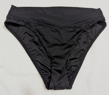 LA BLANCA sz 12 Island Goddess Crossover High Waist Bikini Bottoms black 3495