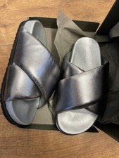 Image of All saints saki black leather crossover sandals size Uk5