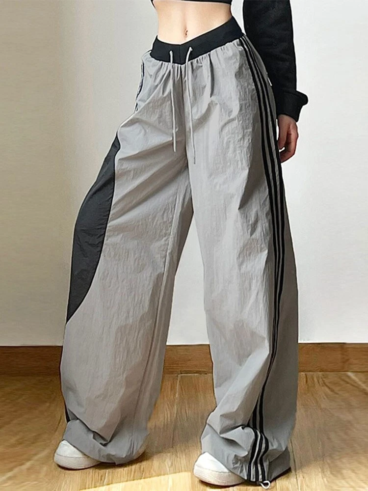 Women Streetwear Parachute Track Pants Sweatpants Wide Leg Joggers Trousers