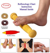 Wooden Foot Acupressure Massager Pointed Spiked Single Roller 12 inch US